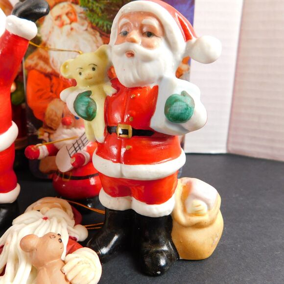 Santa Clause 21 Pcs Christmas Ornaments Figurines Wood Wool Ceramic Collectibles - Picture 12 of 16